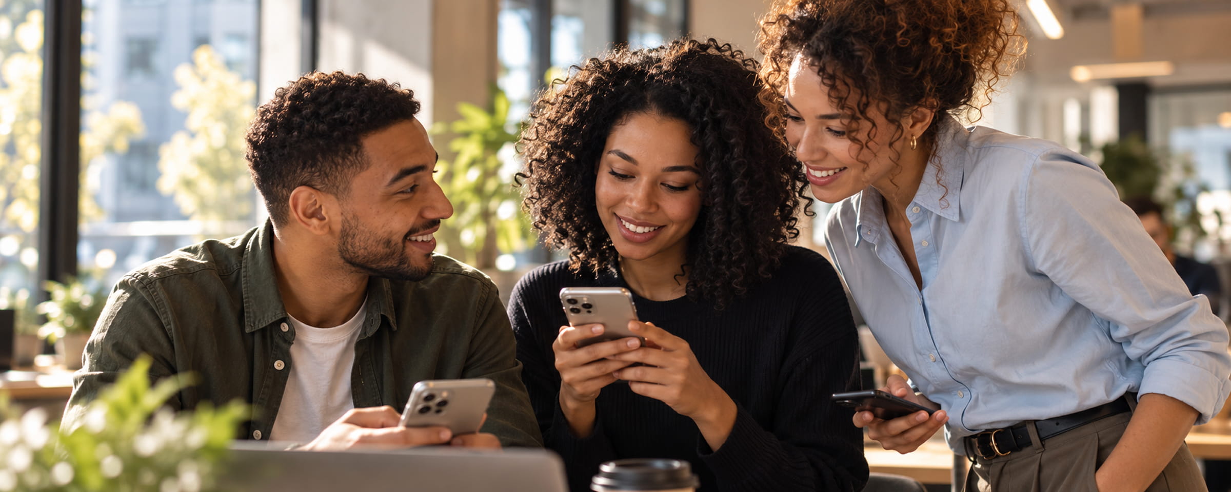 People using a phone together